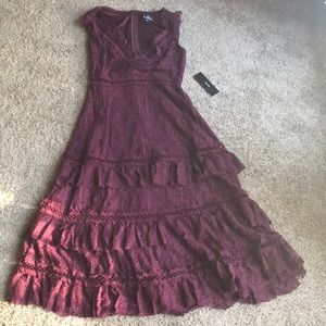Lulus Maroon Lace Midi Dress - Wedding guest - Semi Formal